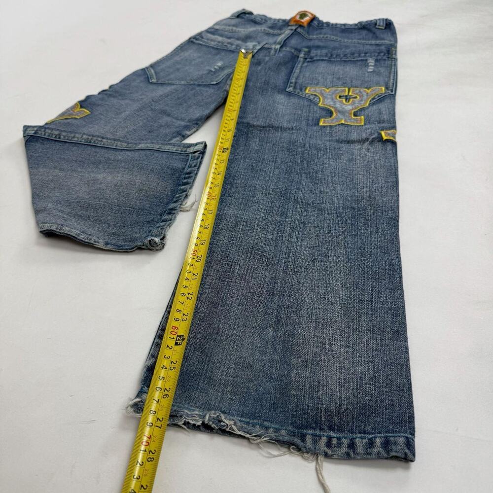 Vintage y2k grunge embroidered rare distressed baggy faded jeans - Picture 3 of 6